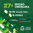 PAUTA DA VIGÉSIMA SÉTIMA(27ª) SESSÃO ORDINÁRIA 